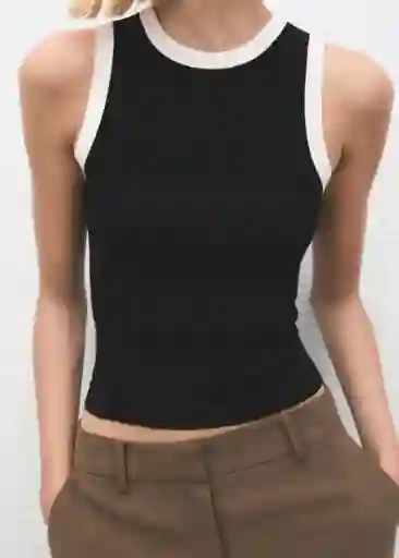 Top Fine Negro Talla XS Mujer Mango