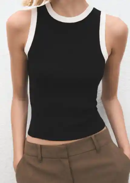 Top Fine Negro Talla XS Mujer Mango