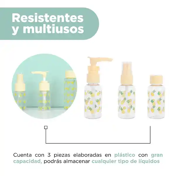 Kit de Botellas de Viaje Piña Miniso