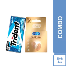 Combo Trident Menta + Durex Condón Real Feel 3 Und