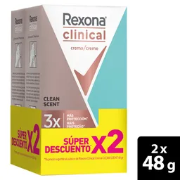 Oferta Desodorante Rexona en Barra Clinical Clean Scent 2X48G