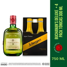 Combo Buchanan's Deluxe 750 mL + Agua Tónica Schweppes 330 mL x 4 Und