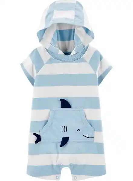 Carters Jumpsuit Tiburón Líneas Celeste Talla 6 Meses