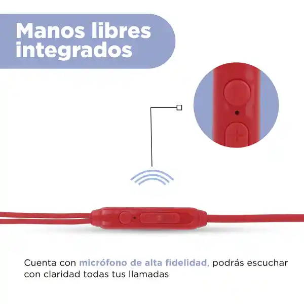 Audífonos Magnéticos de Cable Metal Mod Pa506 Rojo Miniso