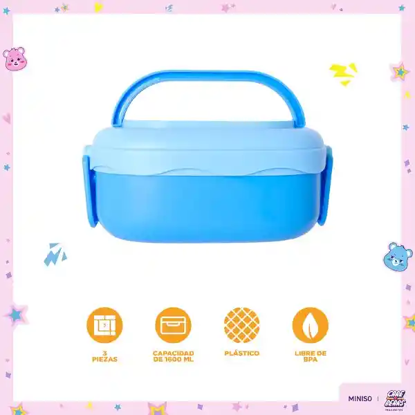 Contenedor de Doble Pared Azul 1600 mL Serie Care Bears Miniso