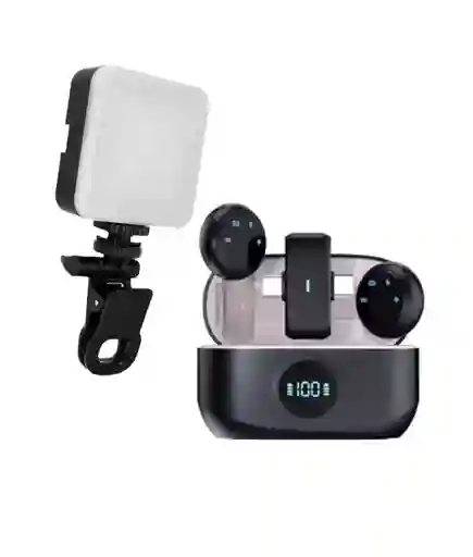 Combo Microfono de Solapa Inalambrico K31 + Aro de Luz Pinza