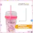 Vaso Plástico de Doble Pared Con Pitillo Rosa Miniso