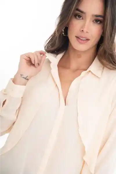 Ragged Blusa Mirning Color Beige Claro Talla S