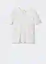 Camisa Polo Lino Off White Talla XL Hombre Mango