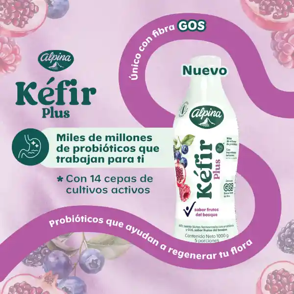 Kéfir Plus Alpina sabor frutos del bosque 1000g