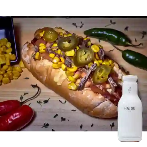 Hot Dog Mexicano +Hatsu Blanco Carambolo&Flor de Loto 400ml
