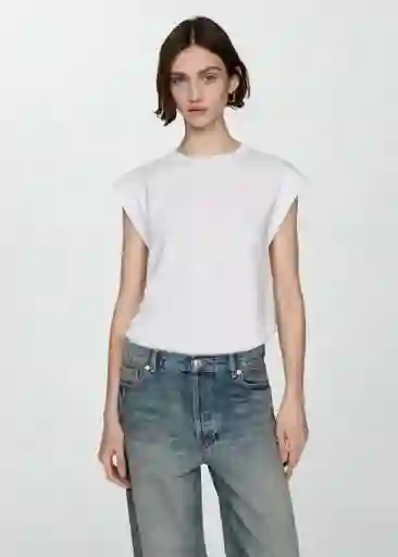 Camiseta Viri Blanco Talla L Mujer Mango