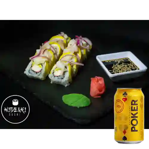 Combo Ceviche Rolls + Cerveza Poker Lta 330ml