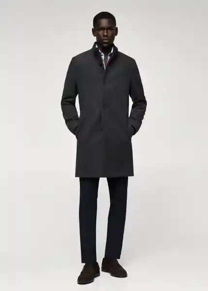 Abrigo Funnel Gris Medio Vigoré Talla L Hombre Mango