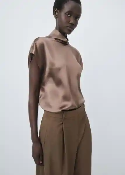 Pantalón Iris Topo Talla 38 Mujer Mango