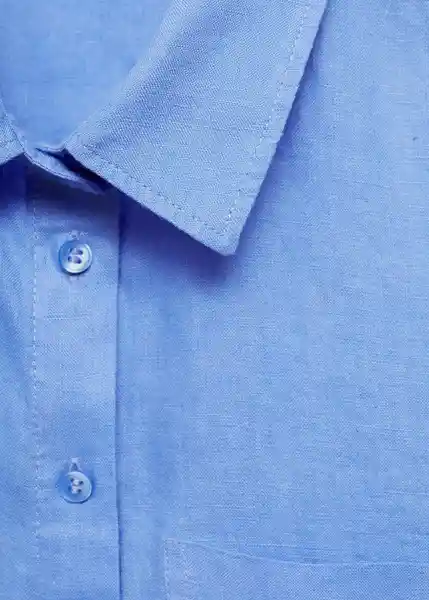 Camisa Lino Azul Talla XL Mujer Mango