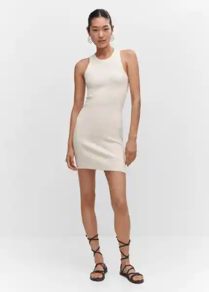 Vestido Pasi Crudo Talla L Mujer Mango