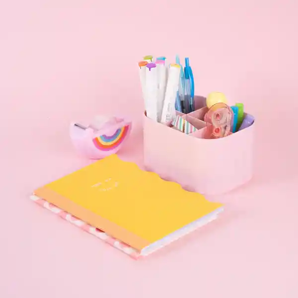 Organizador Plástico Compartimento Alta Macaron Rosa Miniso