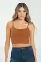 Crop Top Tiras Malibu Color Café Caramelo Talla M Ragged