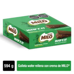 Galleta Wafer de chocolate, rellena de crema de MILO Display de 594g y 18 unidades por 33g