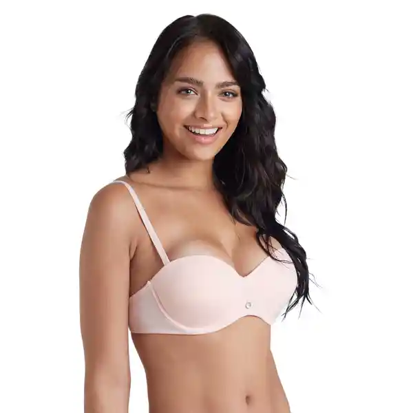 Brasier Microfibra Strapless Print Lunares Durazno Talla 36B