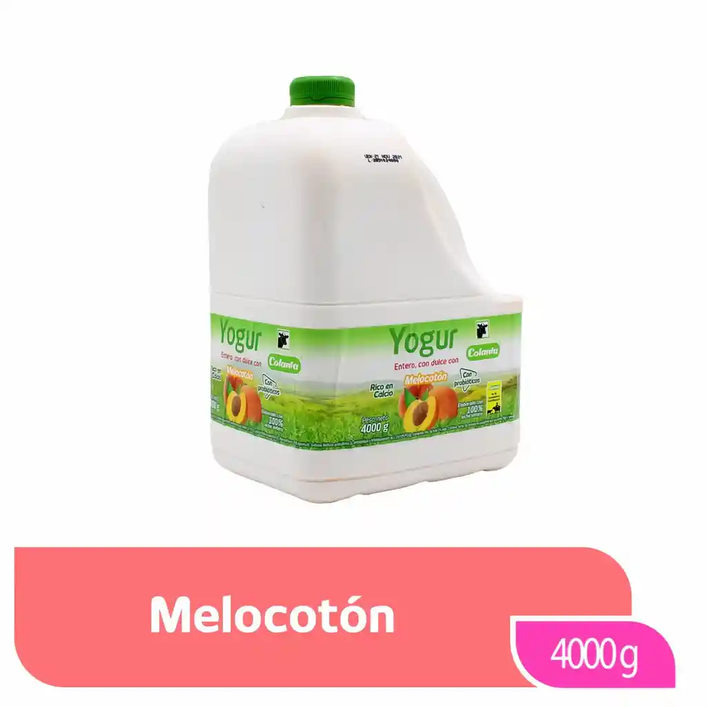 Yogur Entero Melocotón Colanta Garrafa x 4000 g