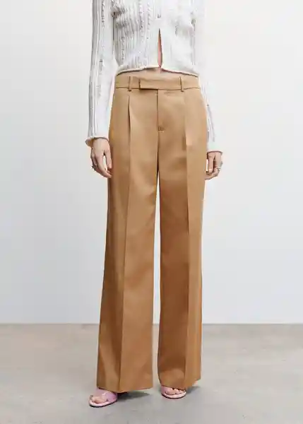 Pantalón Ines Camel Talla 34 Mujer Mango