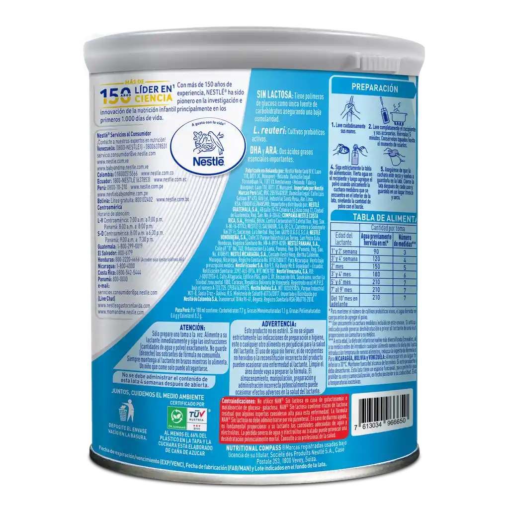 Fórmula infantil NAN EXPERTPRO Sin Lactosa x 400g