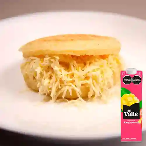 Combo Arepa con Jamon y Queso + Del Valle Fresa 946 ml