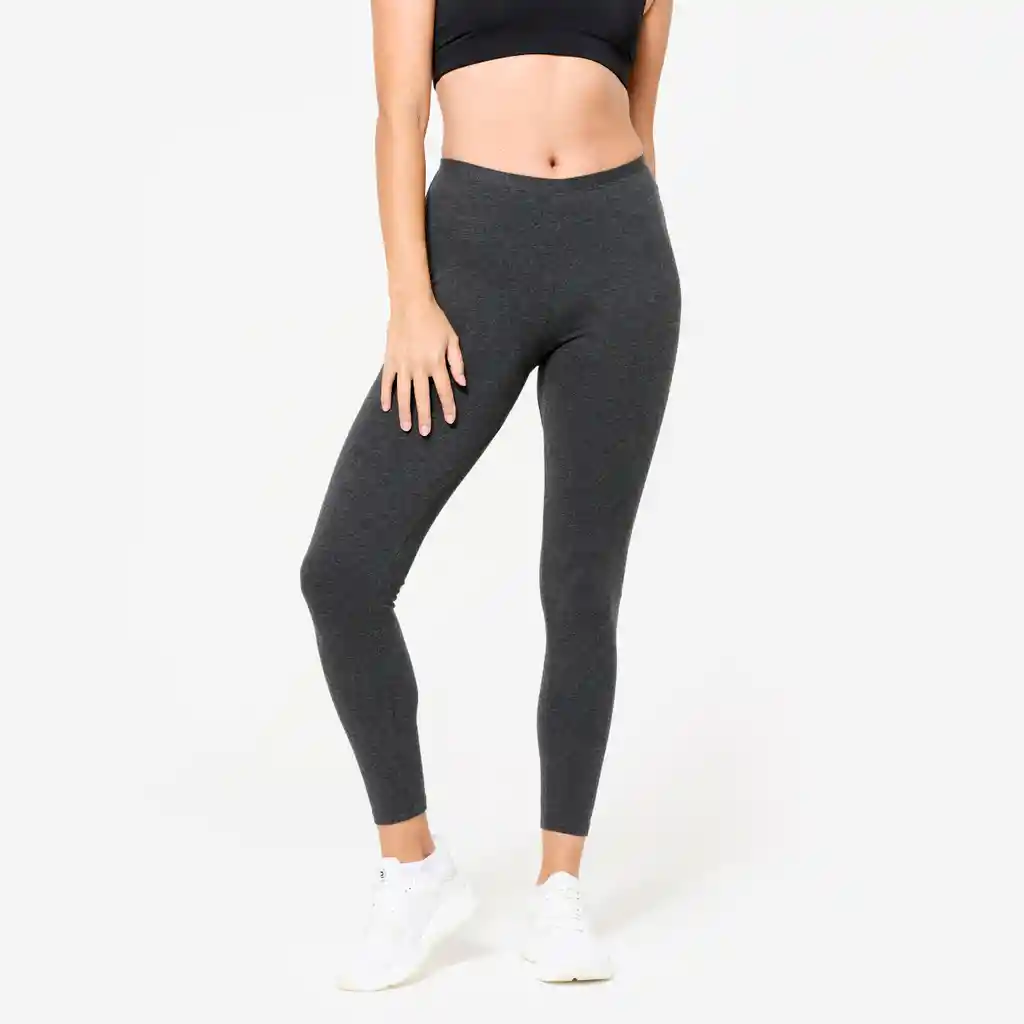 Leggings de Fitness Corte Slim Para Mujer Gris Jaspeado