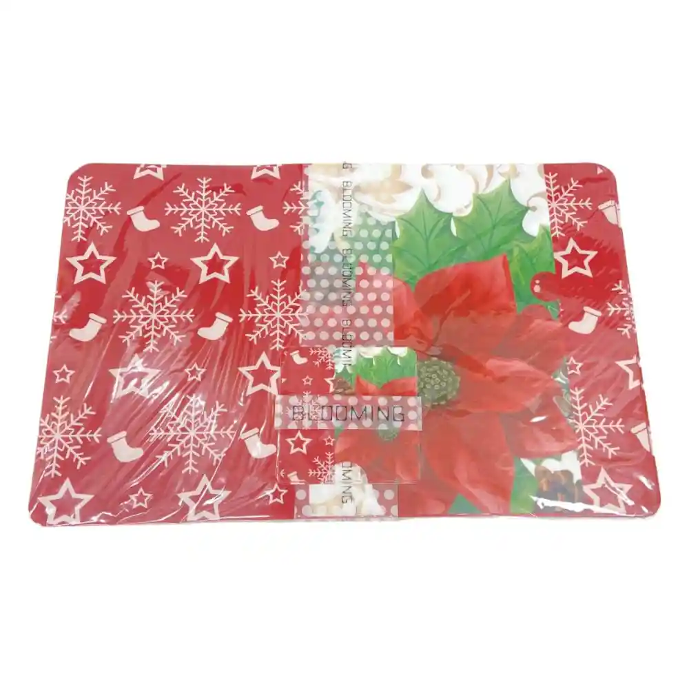 Set X 4 Individuales Nav Poinsetia + Portavaso - Ref Nb2319-3443