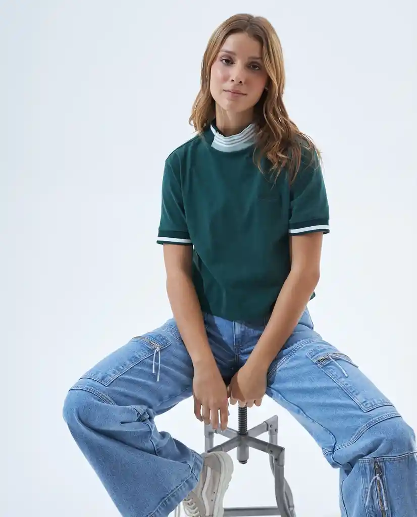 Camiseta Mujer Verde Talla S 601F005 Americanino