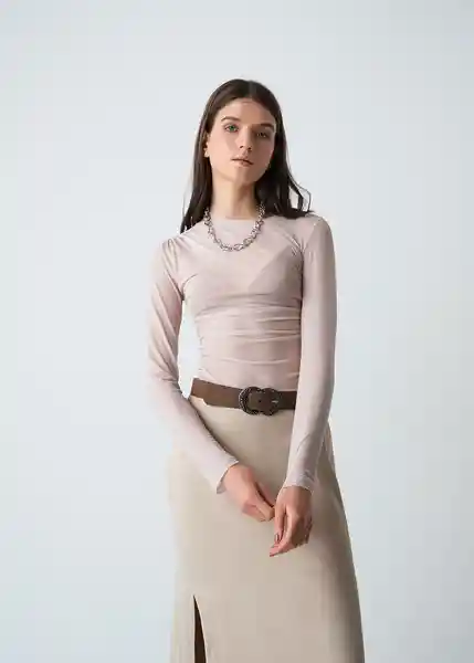 Camiseta Mujer Beige Escarcha Claro Talla L 503G068 Naf Naf