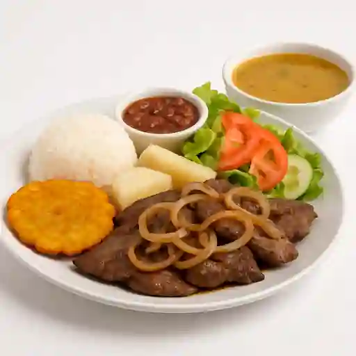 Almuerzo con Hígado Encebollado