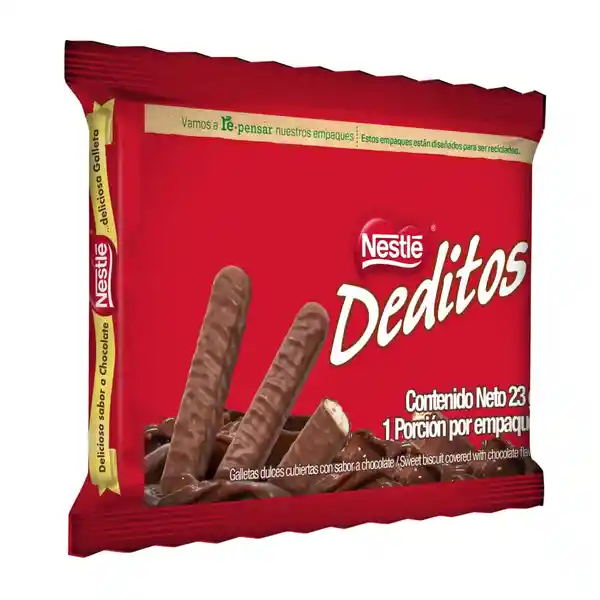 Galletas dulces DEDITOS cubiertas con sabor a chocolate x 23g