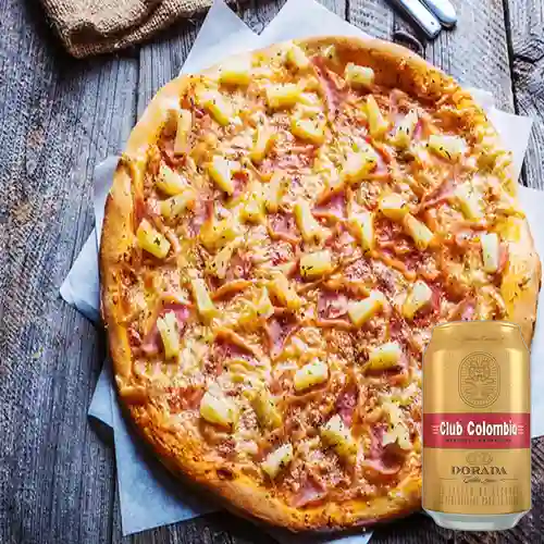 Combo Pizza Hawaiana Tamaño Small + Club Col. Dorada Lata 330ml
