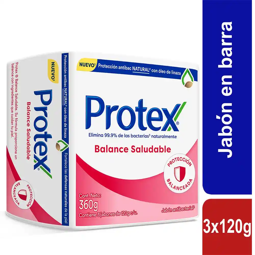 Protex Jabón Antibacterial Balance Saludable Pack x3