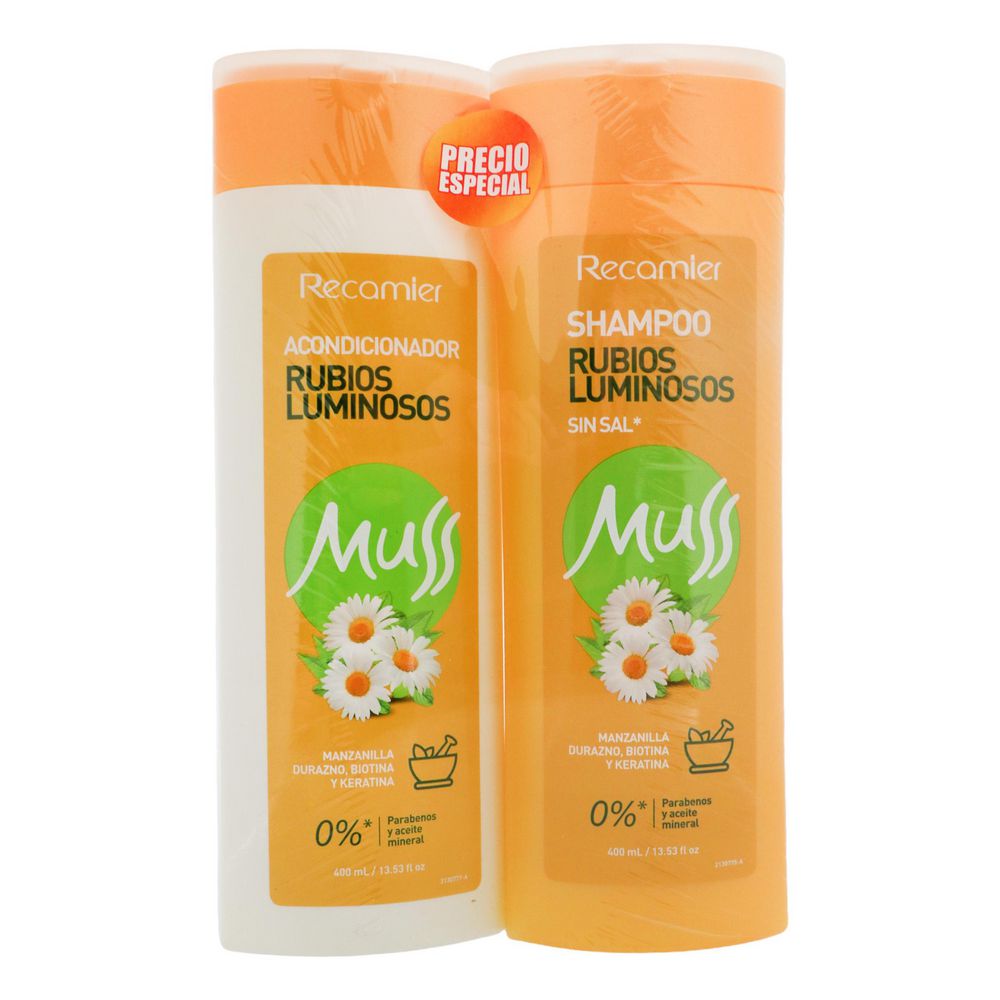 Muss Shampoo + Acondicionador Rubios Luminosos sin Sal 2 x 400 ml