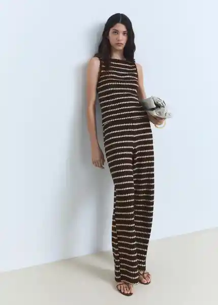 Pantalón Nati Marrón Talla L Mujer Mango