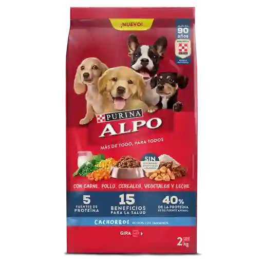 Comida para perros Cachorros Alpo con carne,pollo,cereales y vegetales x 2 kg