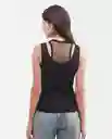 Esqueleto Mesh Doble Tanktop Negro Noche Talla S Chevignon