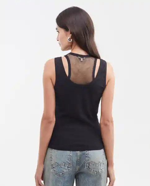 Esqueleto Mesh Doble Tanktop Negro Noche Talla S Chevignon