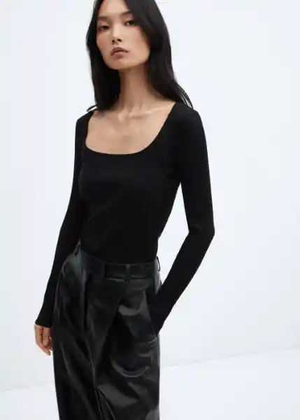 Camiseta Cora Negro Talla M Mujer Mango