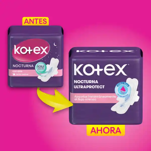 Toallas Higiénicas Kotex Nocturna Pague 24 Lleve 30 Und
