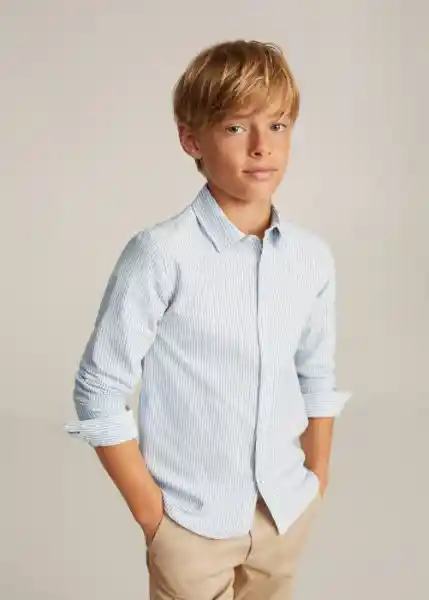 Camisa Oxfordr Azul Talla 14 Niños Mango