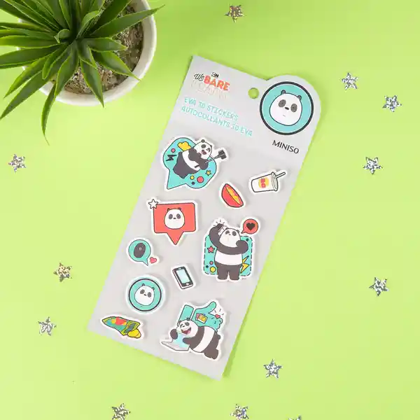 Sticker Eva 3D Colección Osos Escandalosos Panda Wbb Miniso