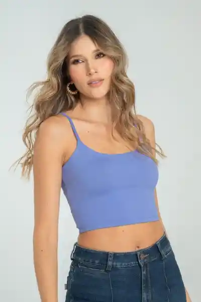 Crop Top Tiras Malibu Color Morado Brillante Talla S Ragged