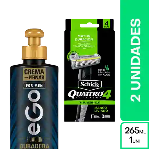 Combo Crema de Peinar eGo + Maquina de Feitar Shick