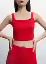 Top Gofre-H Rojo Talla XS Mujer Mango