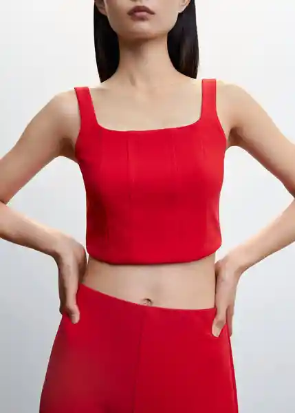 Top Gofre-H Rojo Talla XS Mujer Mango